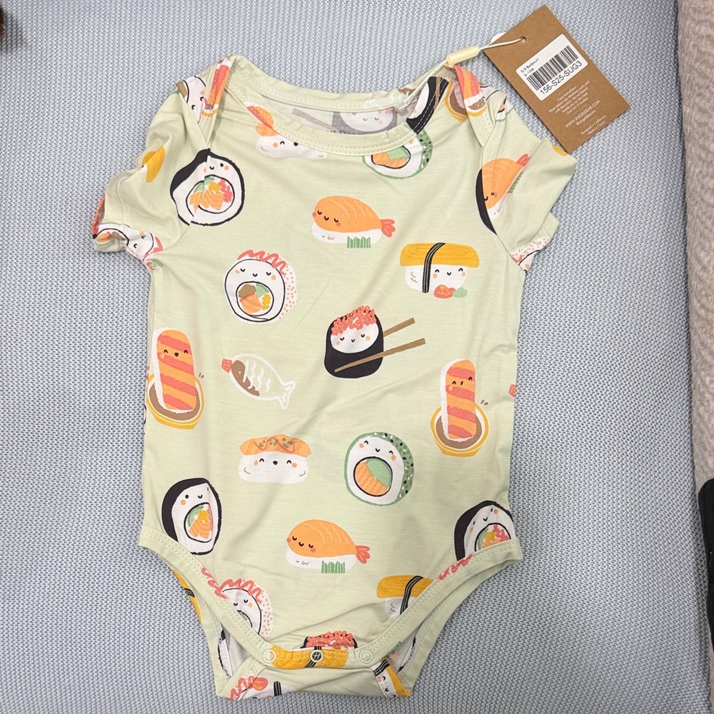 Angel Dear Sushi Print Kids Bodysuit - Cream and Multicolor